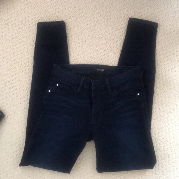 Guess Curve X Dark Wash Mid Rise Skinny Jeans - Picture 9 of 16